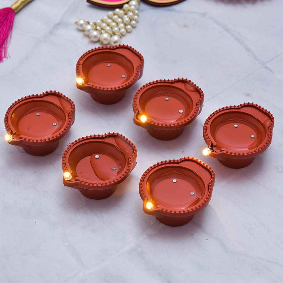 Water Sensor LED Diyas – Flameless, Safe and Long-Lasting Decorative Lights(Pack of 12)