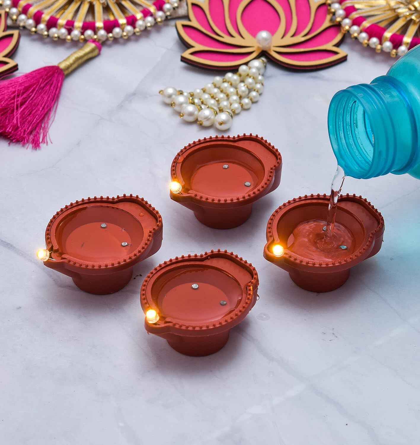 Water Sensor LED Diyas – Flameless, Safe and Long-Lasting Decorative Lights(Pack of 12)