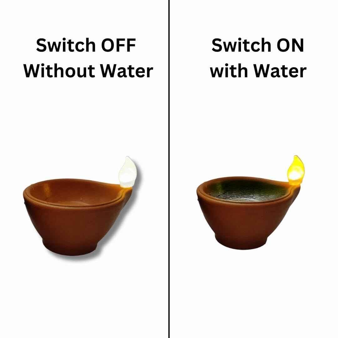 Water Sensor LED Diyas – Flameless, Safe and Long-Lasting Decorative Lights(Pack of 12)