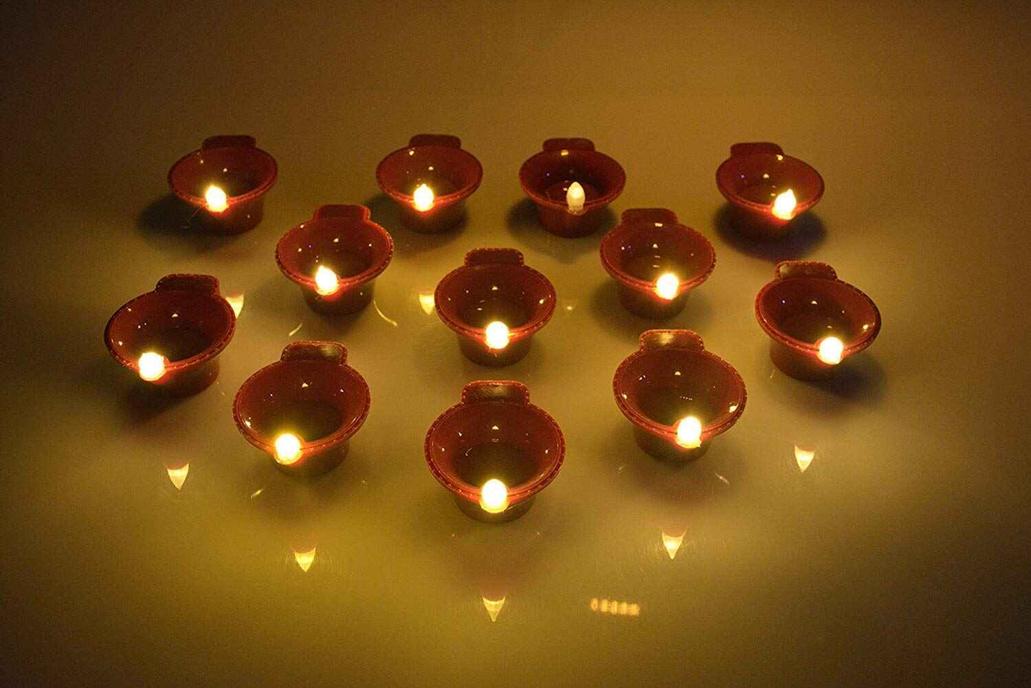 Water Sensor LED Diyas – Flameless, Safe and Long-Lasting Decorative Lights(Pack of 12)