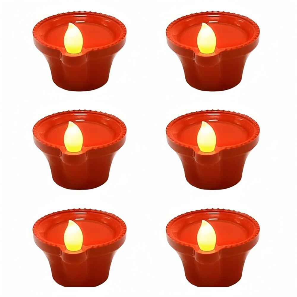 Water Sensor LED Diyas – Flameless, Smokeless & Safe Decorative Lights (Pack of 6)